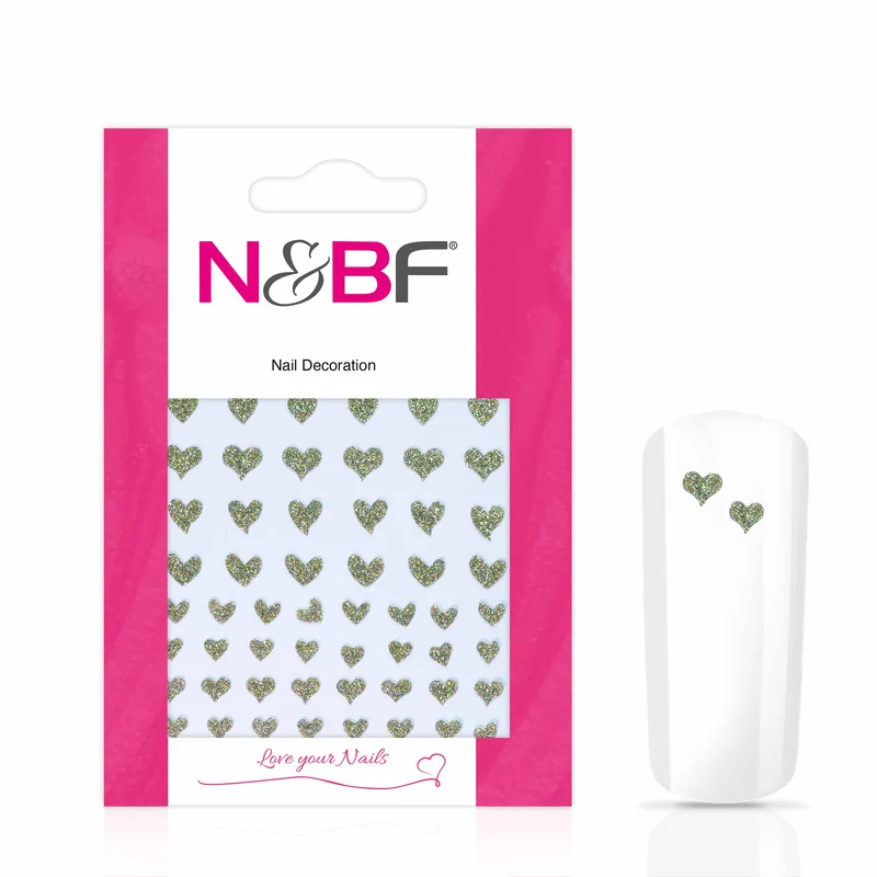 Nagelsticker Glitter Golden Hearts
