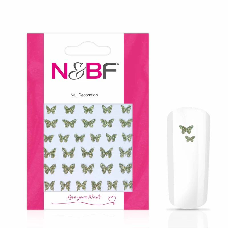 Nagelsticker Glitter Golden Butterflys