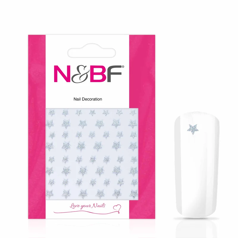 Nagelsticker Glitter Silver Stars