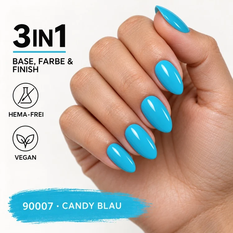 3in1 UV Gellack 90007 – Candy Blau – HEMA-frei