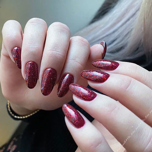 3in1 UV Nagellack - Hema frei - 90092 - glitter dunkel rot