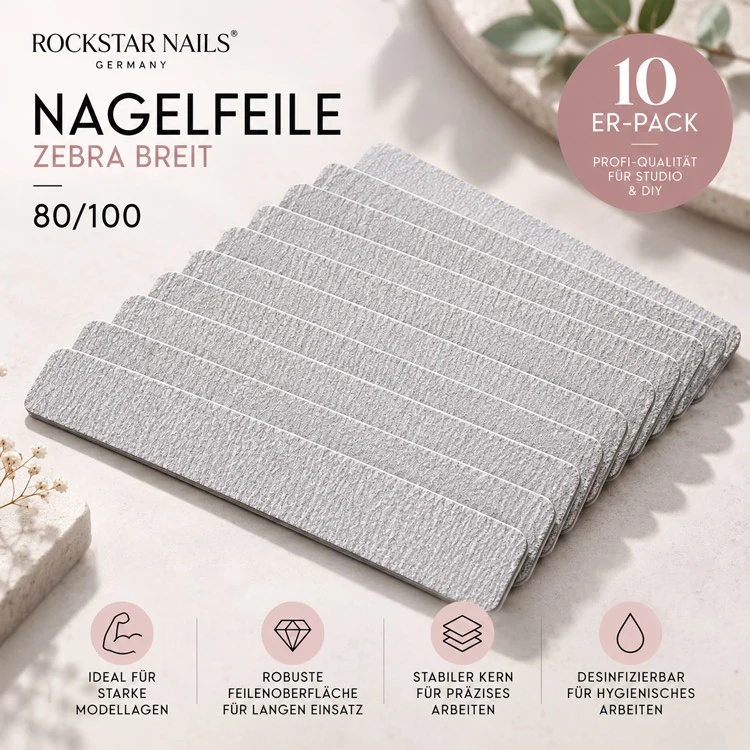 Nagelfeile Zebra Breit 80/100 – 10er-Pack