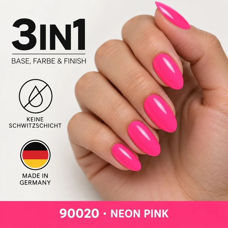 3in1 UV Gellack 90020 – Leuchtendes Neon Pink