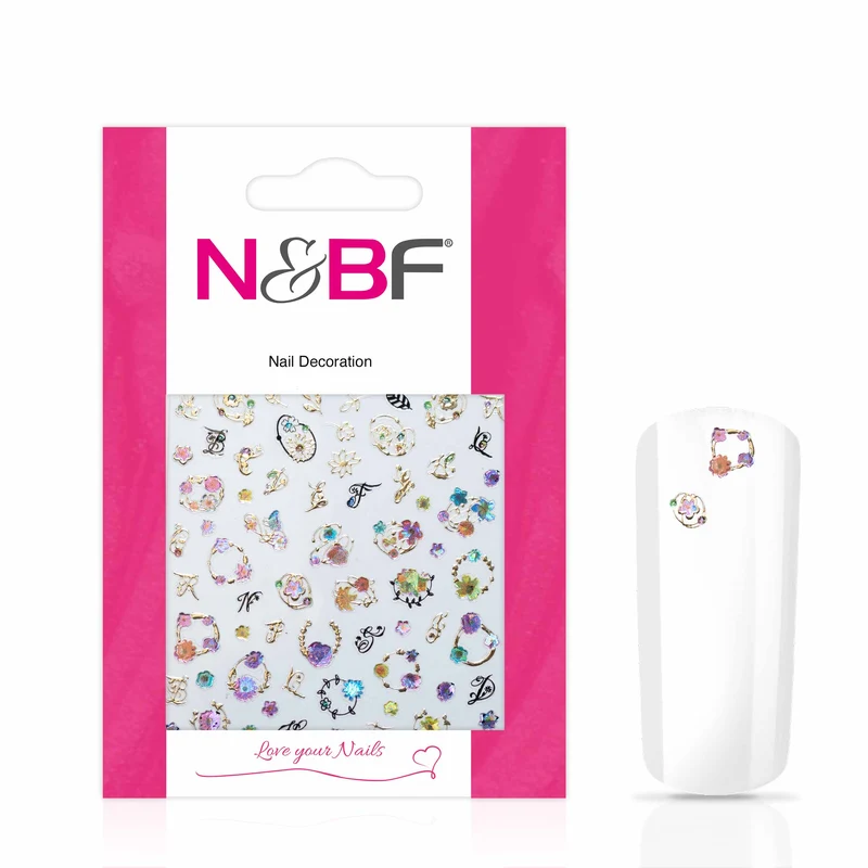 Nagelsticker Ornament Flower Gold