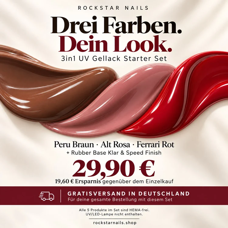 3in1 UV Gellack Starter Set – 3 Farben + Base & Top