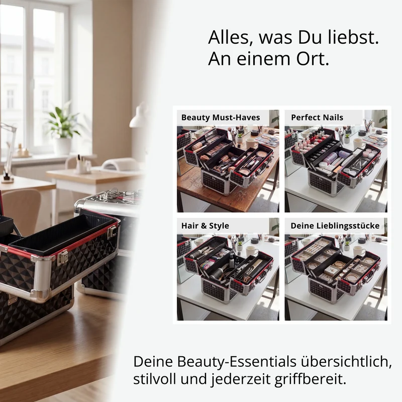 Kosmetikkoffer kompakt Schwarz Diamonds
