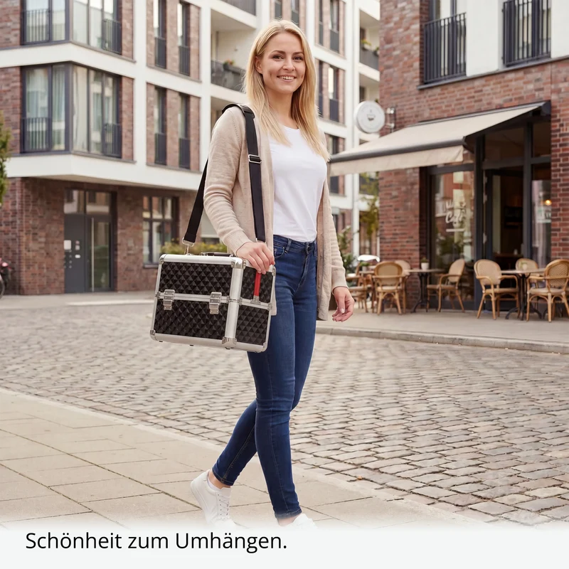 Kosmetikkoffer kompakt Schwarz Diamonds