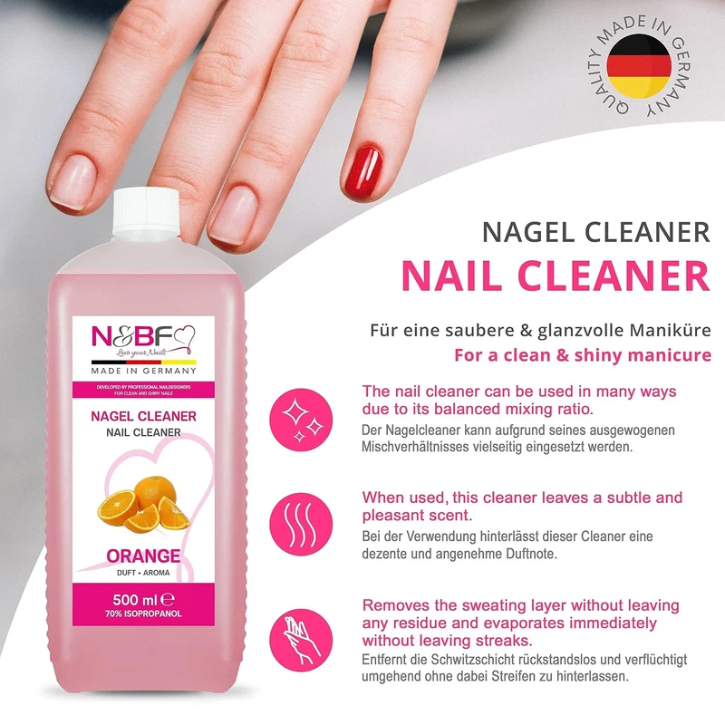 Nagel Cleaner Orange Duft 500ml + Zellettenrolle 1000 Stück & Dispenser Rosa