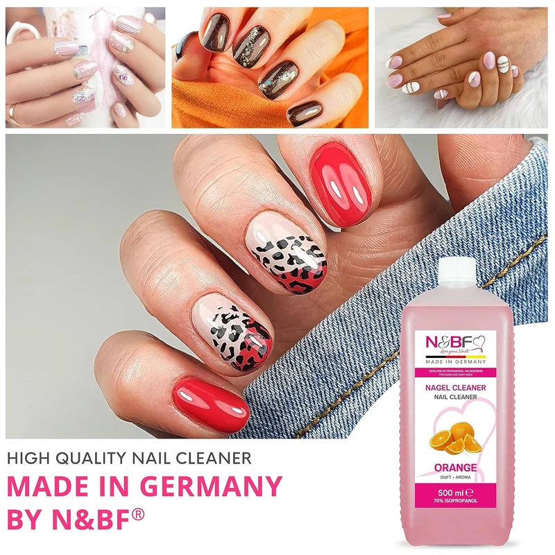 Nagel Cleaner Orange Duft 500ml + Zellettenrolle 1000 Stück & Dispenser Rosa