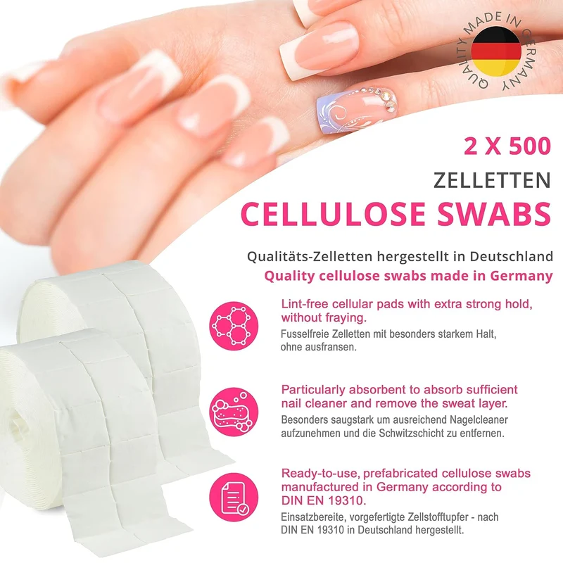 Nagel Cleaner Orange Duft 500ml + Zellettenrolle 1000 Stück & Dispenser Rosa