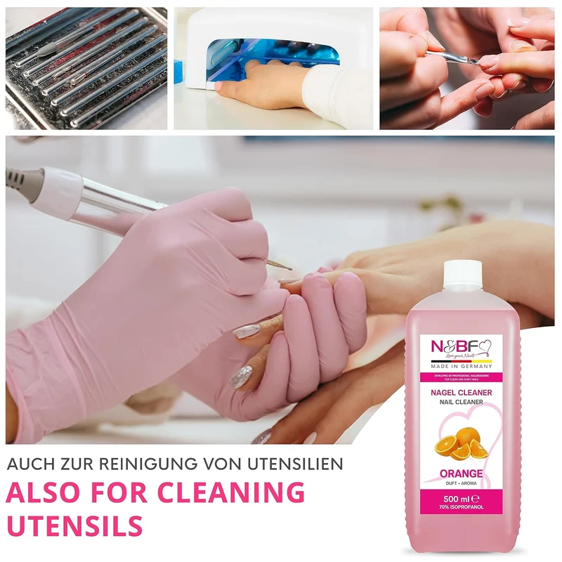 Nagel Cleaner Orange Duft 500ml + Zellettenrolle 1000 Stück & Dispenser Rosa