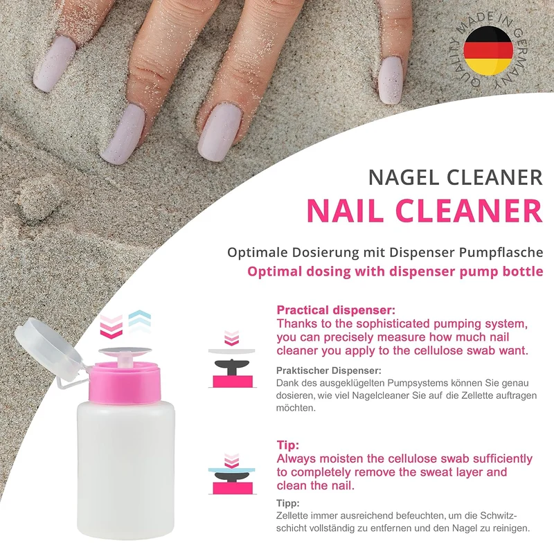 Nagel Cleaner Orange Duft 500ml + Zellettenrolle 1000 Stück & Dispenser Rosa