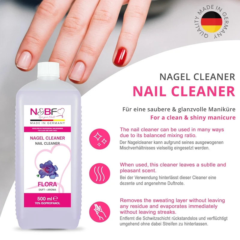 Nagel Cleaner Flora Duft 500ml + Zellettenrolle 1000 Stück & Dispenser Rosa