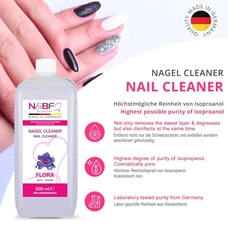 Nagel Cleaner Flora Duft 500ml + Zellettenrolle 1000 Stück & Dispenser Rosa