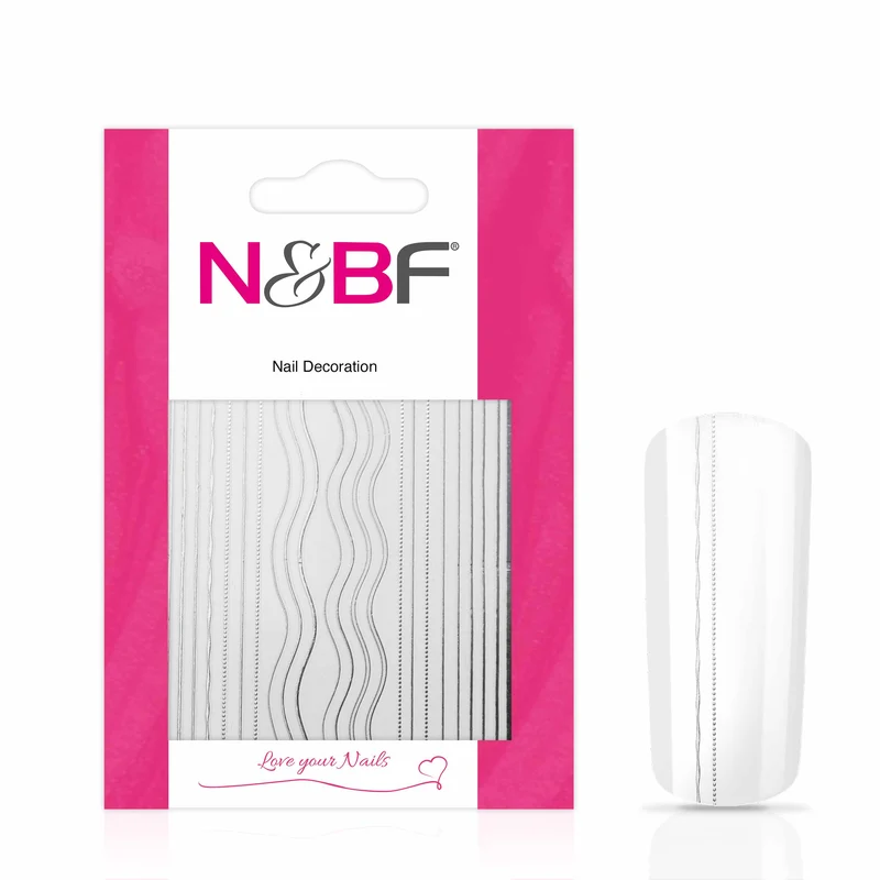 Nagelsticker Stripes Chain Silver