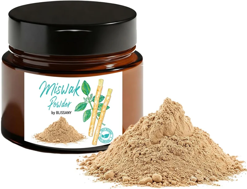 BLISSANY Miswak Pulver 50g – 100% Natürliche Zahnreinigung aus der Miswak-Wurzel