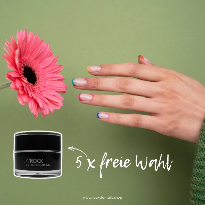 Rainbow French Nails Set – 5 Farben frei wählen + Gratis Fineliner