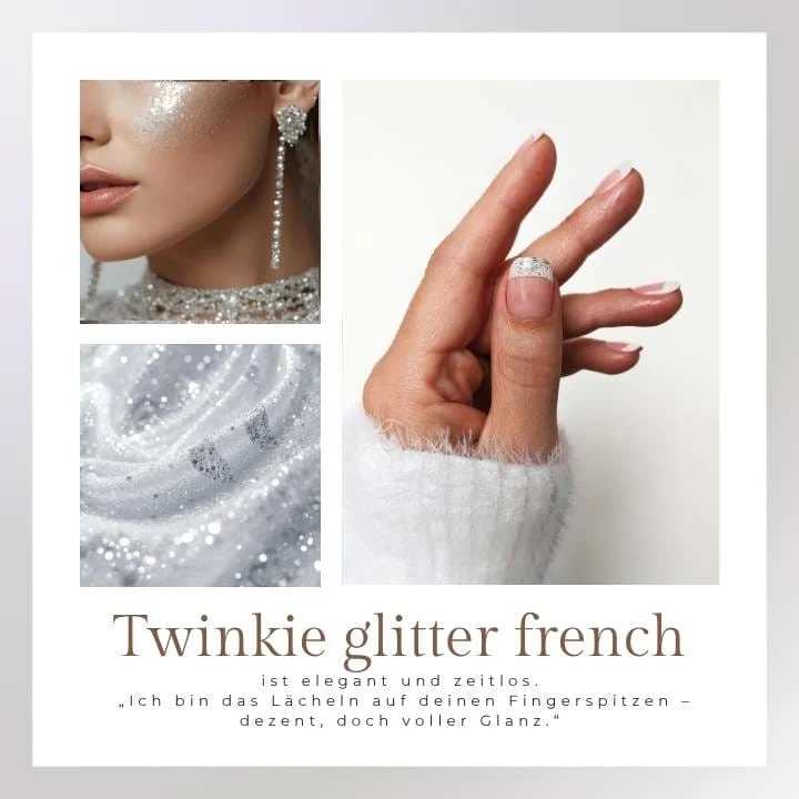 Twinkie Glitter French UV-Nagelfolie