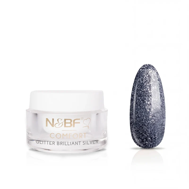 N&BF Comfort Glitter Farbgel Brilliant Silver 5ml