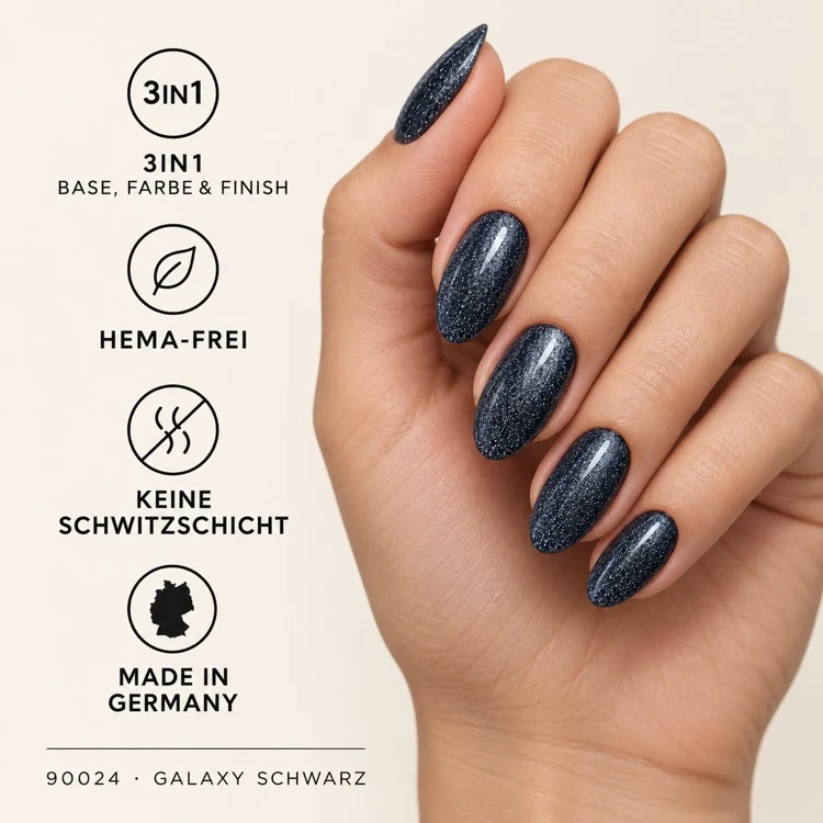 3in1 UV Gellack 90024 – Galaxy Schwarz – HEMA-frei