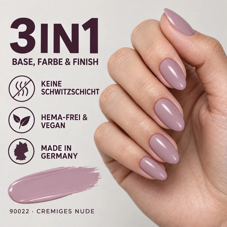 3in1 UV Gellack 90022 – Cremiges Nude – HEMA-frei