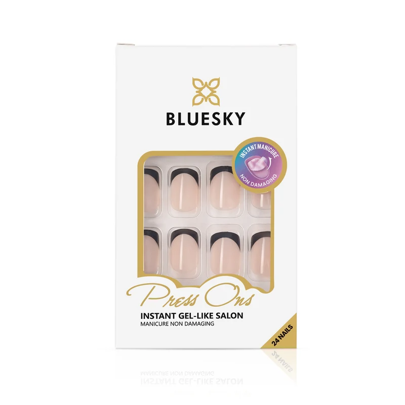 BLUESKY Press On Nails Black French