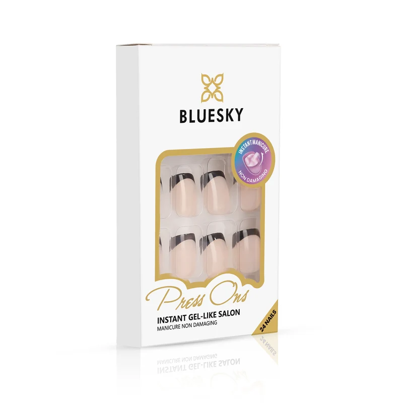 BLUESKY Press On Nails Black French
