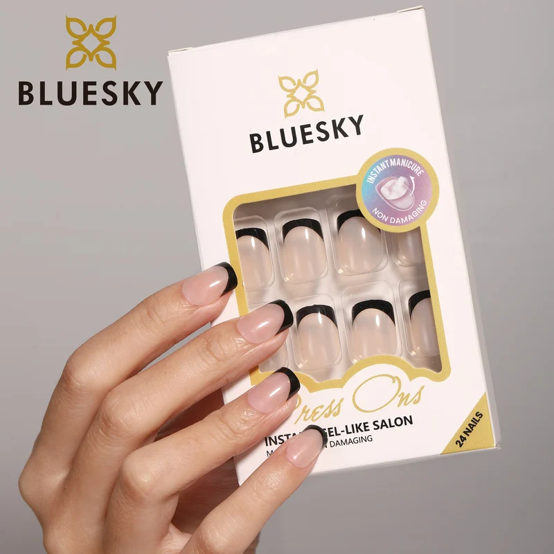 BLUESKY Press On Nails Black French