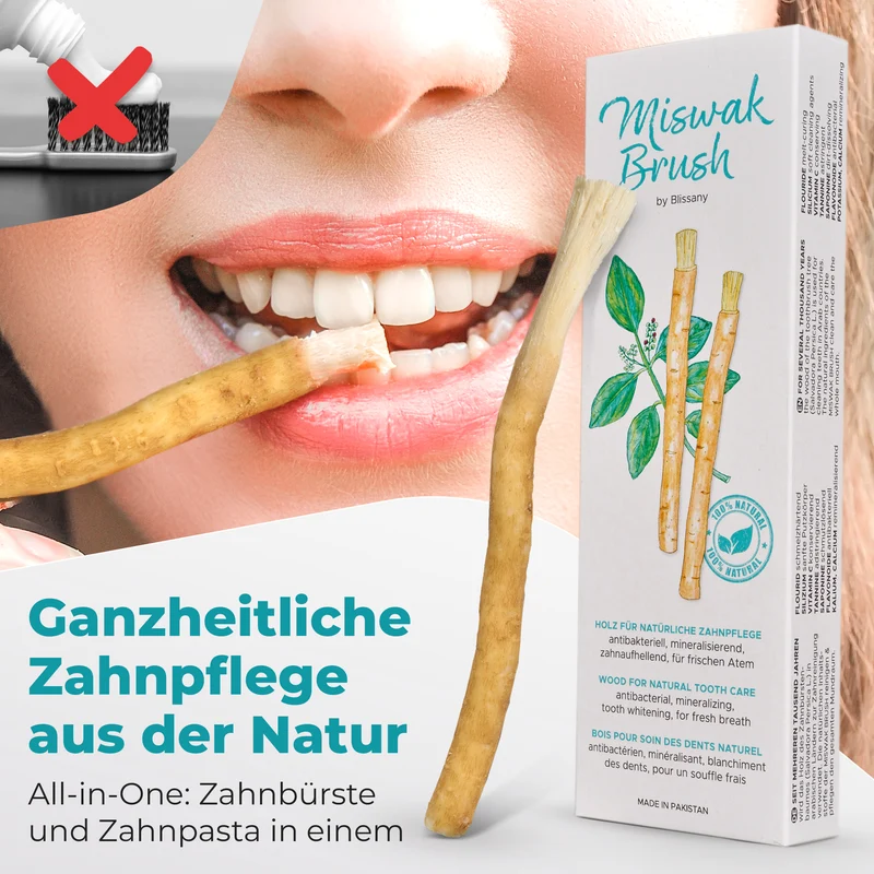 BLISSANY Miswak 2er Pack (10 Stück) – Natürlich weiße Zähne und ein frischer Atem