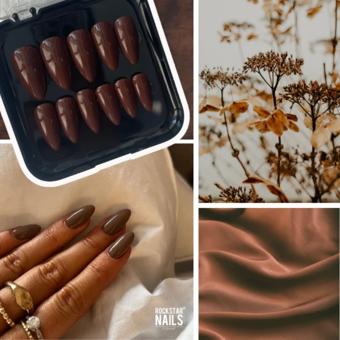 Press On Nails „Chocolate Dream“ 🍫✨ – Mandelform, mittellang, handgemalt & nur 1x verfügbar