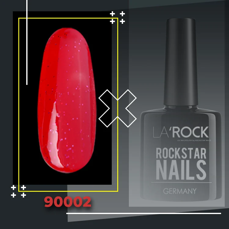 3in1 UV Gellack 90002 – Kräftiges Rosenrot mit rotem Glitzer