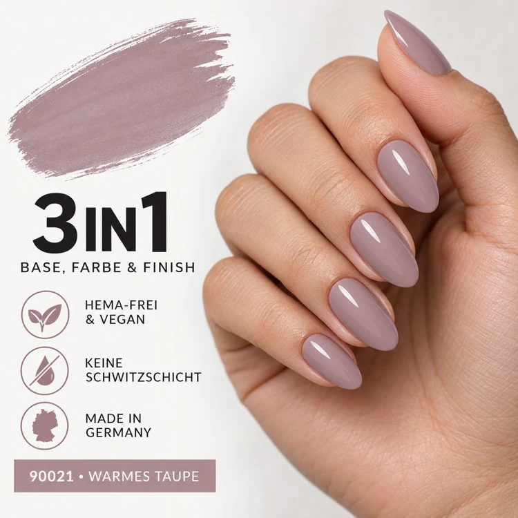 3in1 UV Gellack 90021 – Warmes Taupe – HEMA-frei