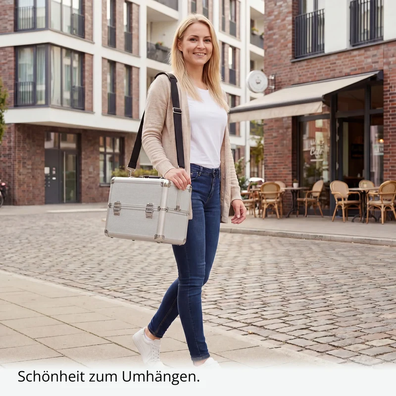 Kosmetikkoffer kompakt Silver Design rund