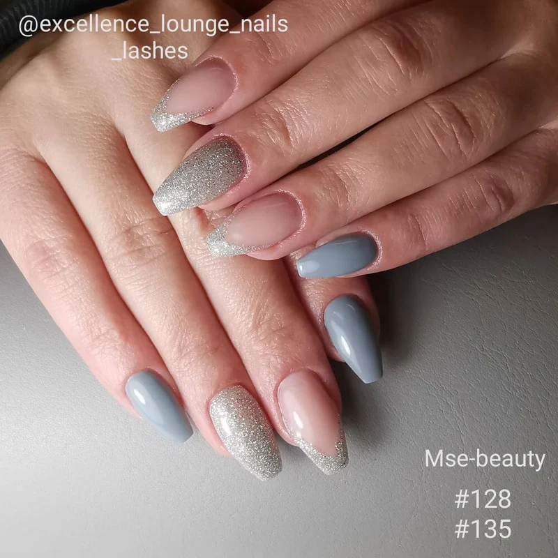 #128 Premium-GLITTER Color Gel 5ml Klar mit kräftigem Silberglitter
