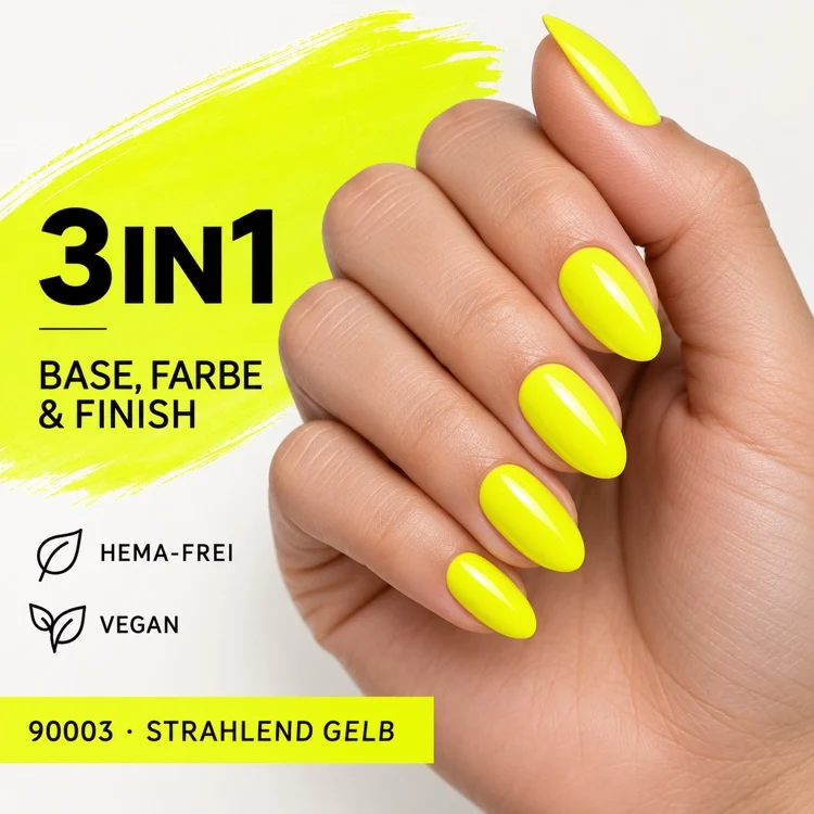 3in1 UV Gellack 90003 – Strahlend Gelb – HEMA-frei
