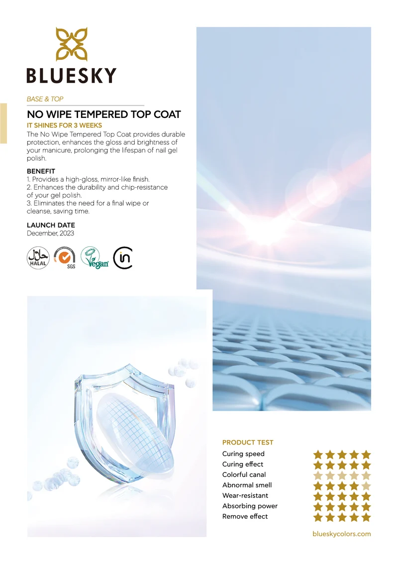 BLUESKY No Wipe Tempered Top Coat 10ml