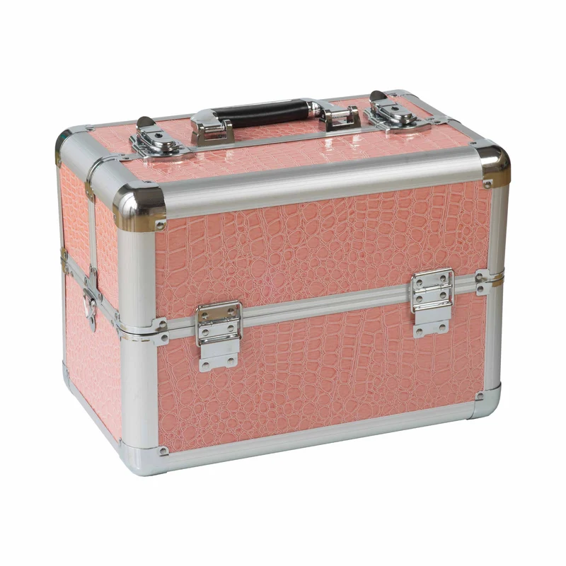 Kosmetikkoffer kompakt Pink Croco Design rund