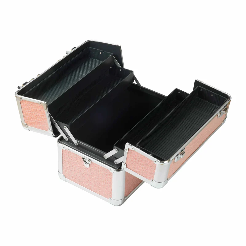 Kosmetikkoffer kompakt Pink Croco Design rund