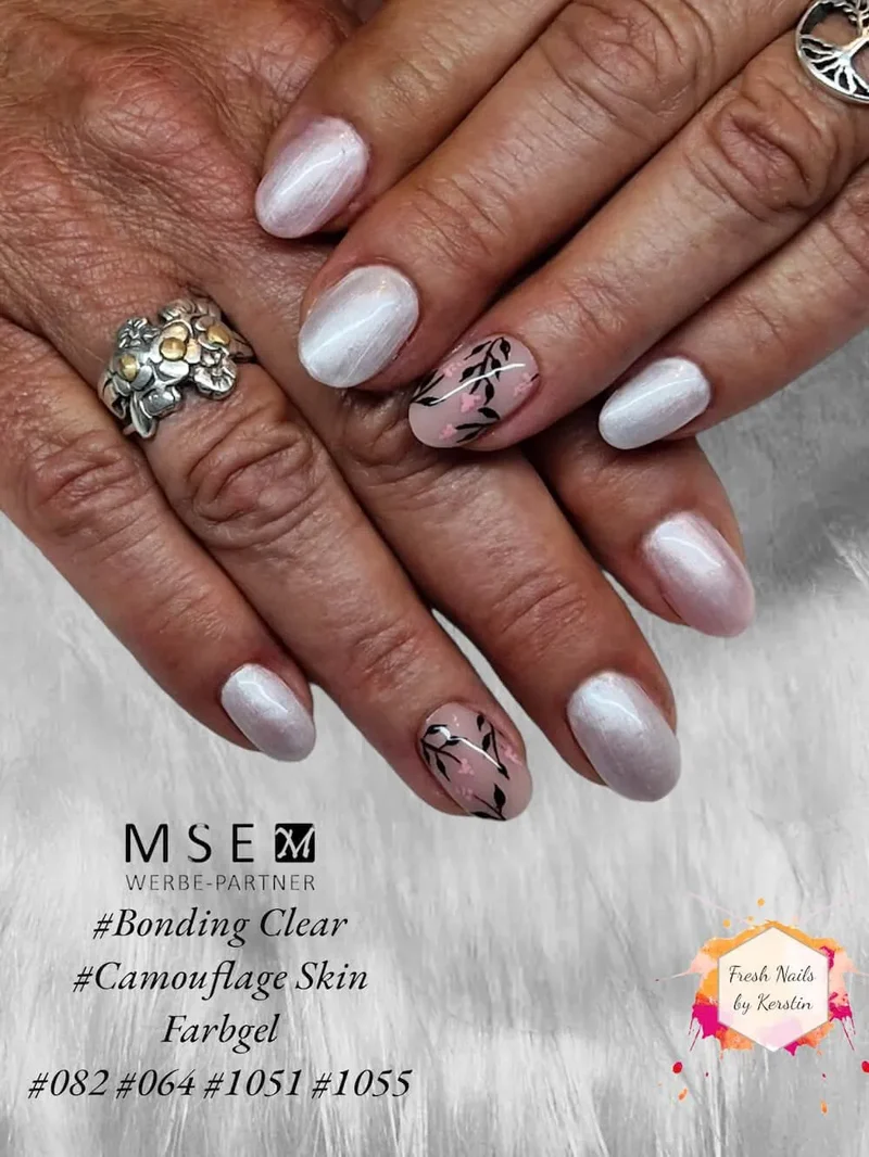 #064 Premium-EFFEKT Color Gel 5ml Weiss/Rosa mit ausgeprägtem Perlglanz (Eiskristalle)