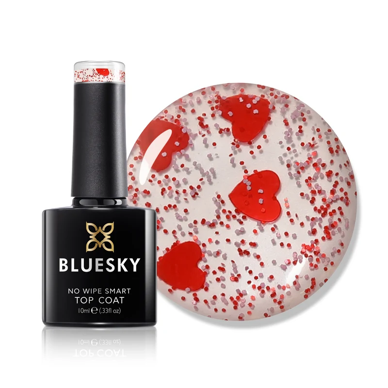 BLUESKY No Wipe Glitter Top Coat LQH01 Queen Of Hearts 10ml