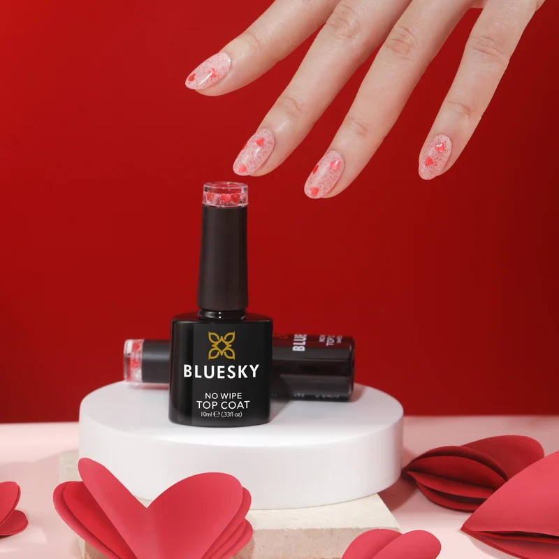 BLUESKY No Wipe Glitter Top Coat LQH01 Queen Of Hearts 10ml