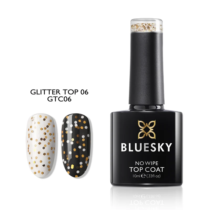 BLUESKY No Wipe Glitzer Top Coat GTC06, 10ml