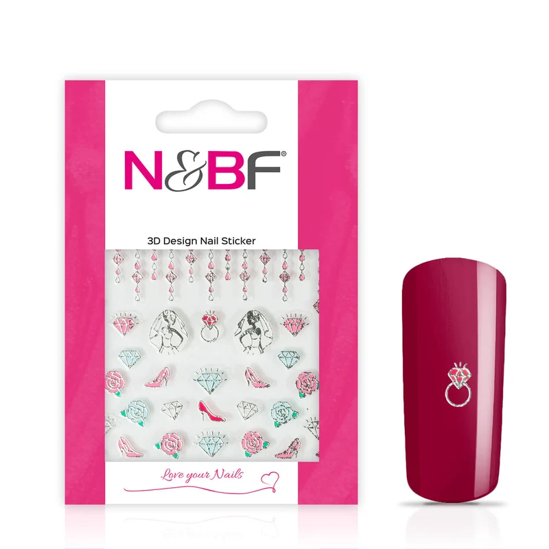 Nagelsticker Diamonds Roses Silver
