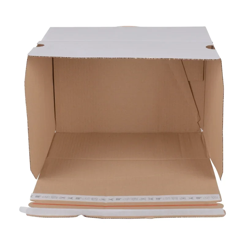 20x Automatikbodenkarton 210 × 140 × 80 mm – Weiß, mit 2 Selbstklebestreifen & Aufreißfaden