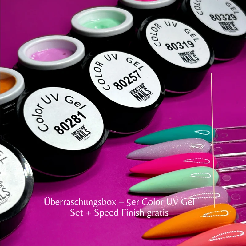 Überraschungsbox – 5er Color UV Gel Set + Speed Finish gratis
