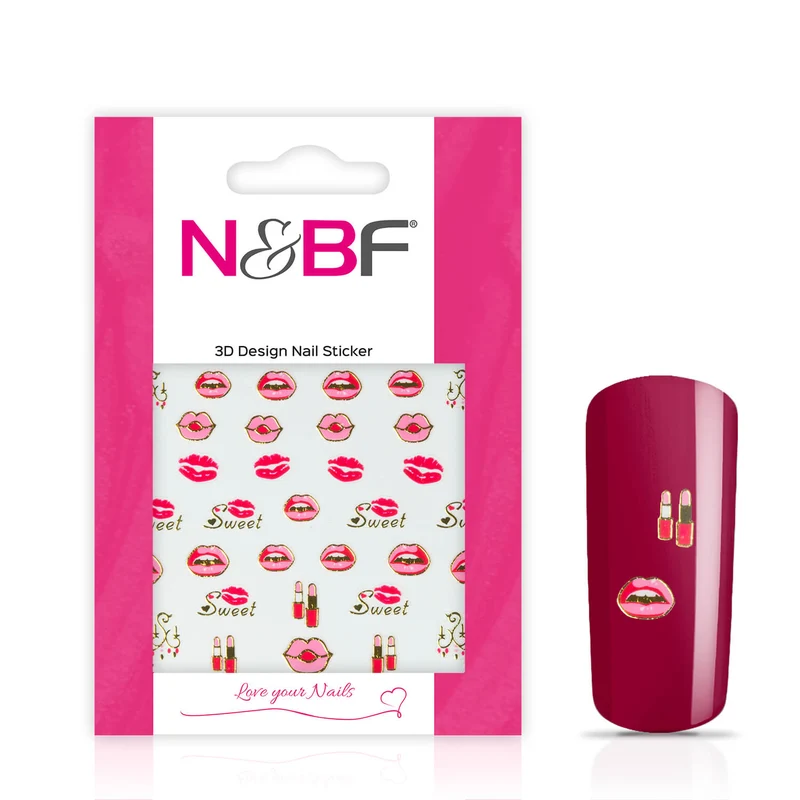Nagelsticker Red Lips Gold