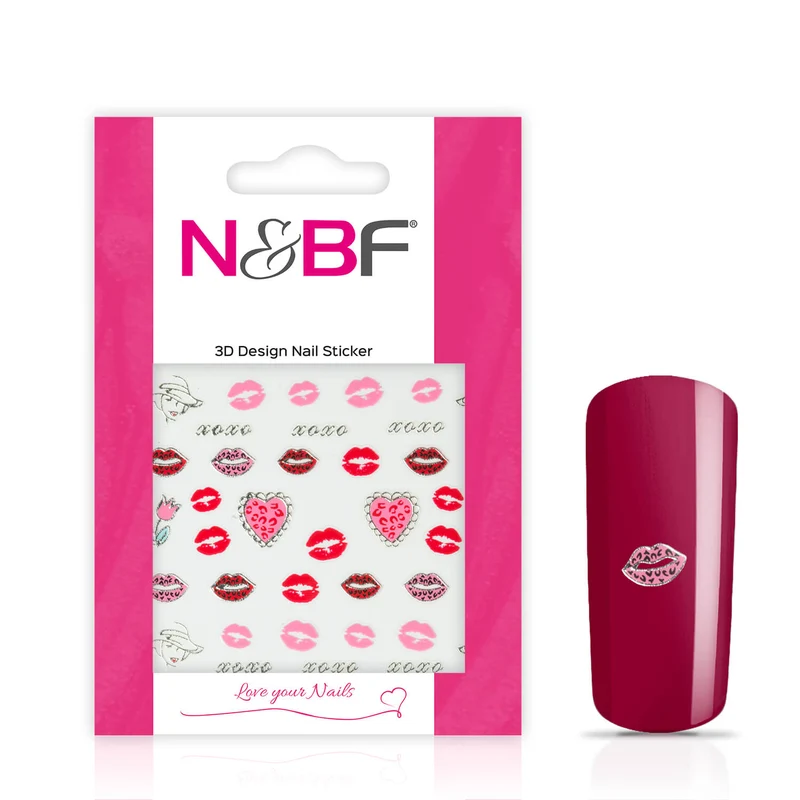 Nagelsticker Pink Lips Silver