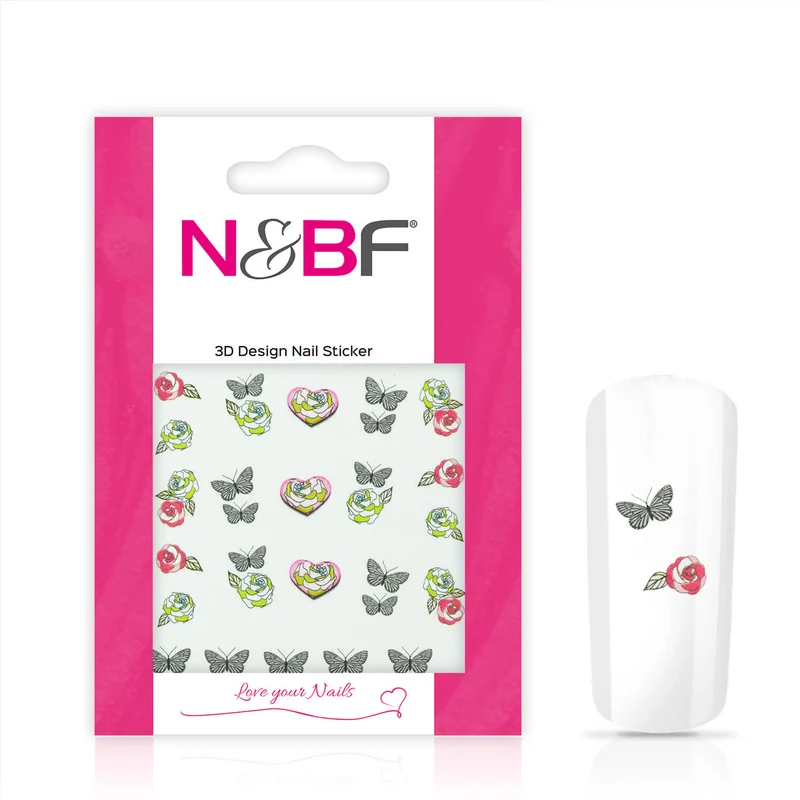 Nail Tattoos Rose and Butterfly