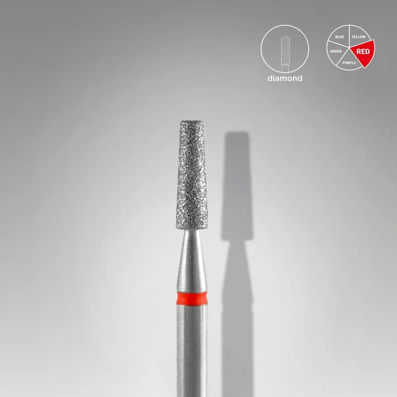 STALEKS PRO Needle cone, Diamond nail drill bit frustum red EXPERT head diameter 2,5 mm / working part 8 mm FA70R025/8