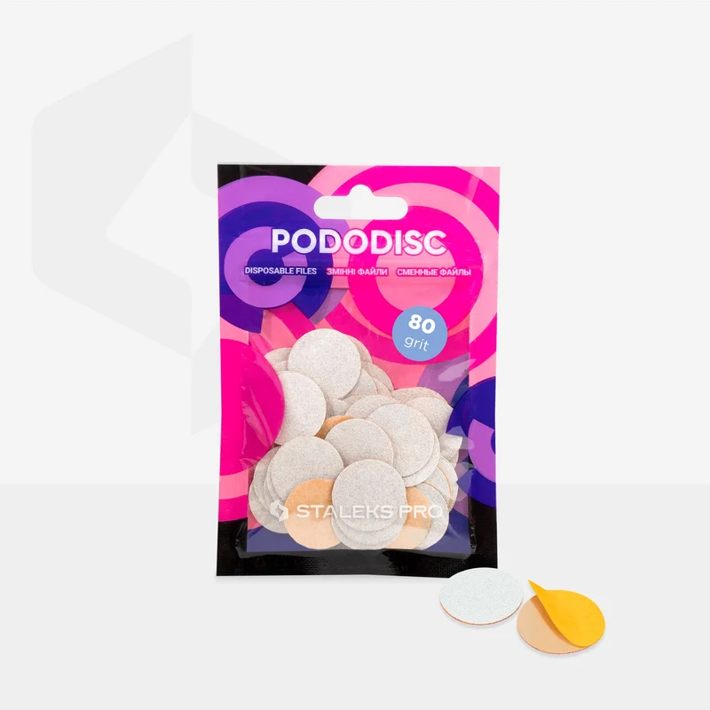 STALEKS PRO Pedicure disc files PODODISC M, 80 / 100 / 180 / 240 / 320 grit, medium white refill pads PDF-20
